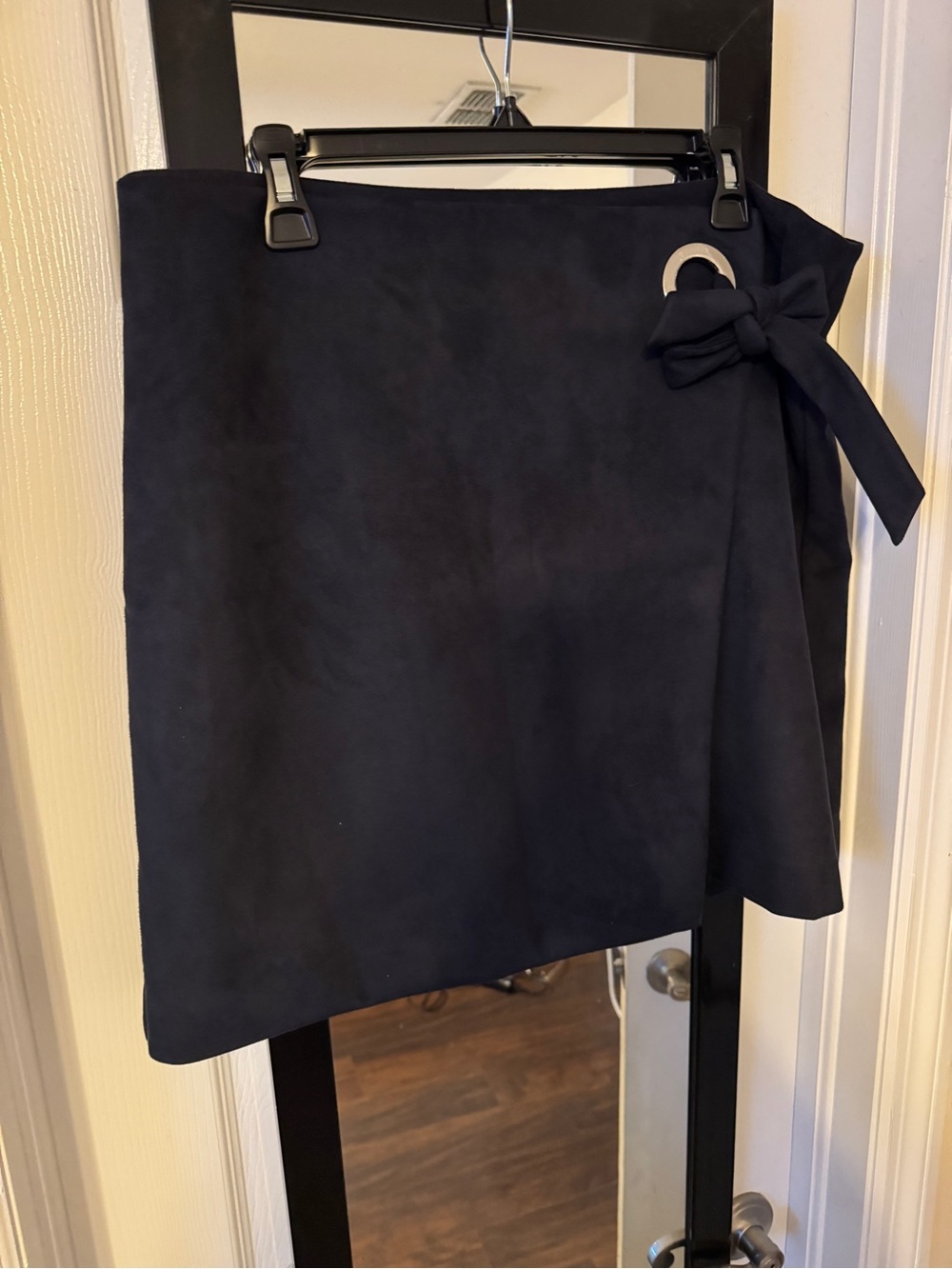 LOFT Navy Wrap Mini Skirt with Side Tie